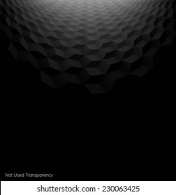 Abstract perspective black background with 3d cubes