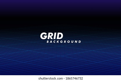 Abstract perspective blue grid. Wireframe landscape. Vector illustration.