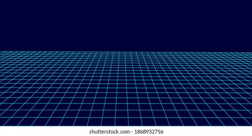 Abstract perspective blue grid. Wireframe landscape. Vector illustration.