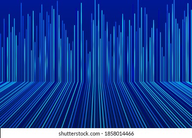 Abstract perspective blue lines on dark background. Technology futuristic concept. Magic light effects. Vector illustration