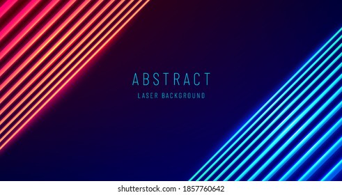 Abstrakte Perspektive Blau und Rot Licht geometrische Richtung auf schwarz Design moderne futuristische Hintergrund. Glühende Linien, Neonlichter, ultraviolette, türkisfarbene Farben. Vektorgrafik