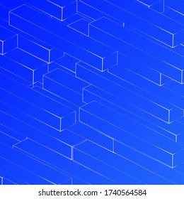 abstract perspective box 3d on a blue background illustration