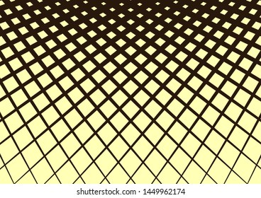Abstract perspective brown lines on a yellow background.
