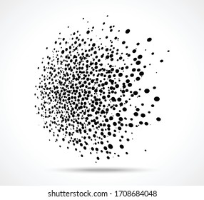 
Abstract Perspective Circle Blot Of Random Dot Texture. Splash Grunge Halftone Logo. Vector Ink Splatter Dots Illustration.