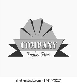 Abstract perspective of a grey modern building form with shadow. Vector logo of a modern building on a white background.