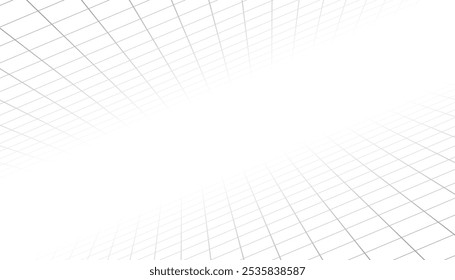 abstract perspective grid line pattern on white background vector