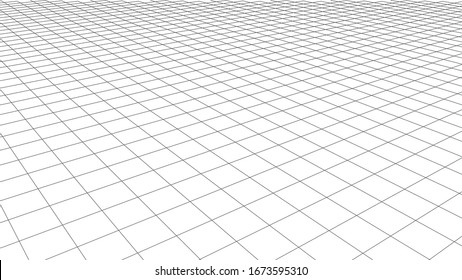 Grille de perspective abstraite. Paysage filaire. Illustration vectorielle.
