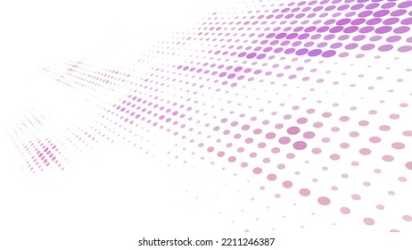 Abstract perspective halftone background violet and mauvelous dots. Vector graphic pattern