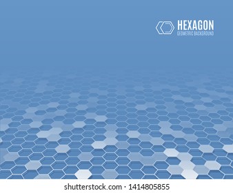 Abstract perspective hexagons on the blue background. Design templates for science, technology or medicine. 3d polygonal layout for presentation. Futuristic technology vector illustration.