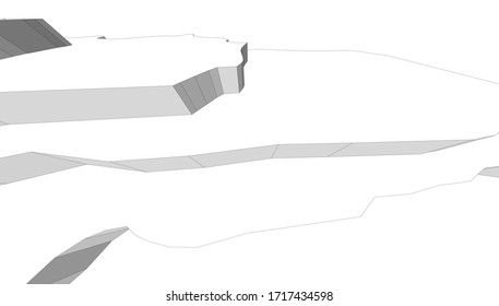 
Abstract perspective landscape, 3d render, architectural form