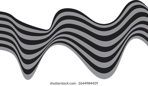 Abstract Perspective line stripes with 3d dimensional effect, geometric line pattern.Abstract background with wavy, curved rainbow lines. 