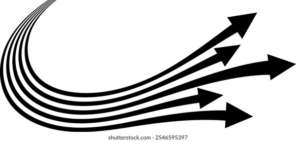 Abstrakte perspektivische Linie Streifen Pfeil mit 3D-dimensionalen Effekt, Wachstum Pfeil Design