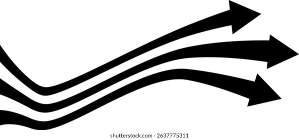 Abstract perspective line stripes arrow with 3d dimensional effect 