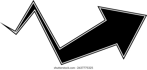 Abstract perspective line stripes arrow with 3d dimensional effect 