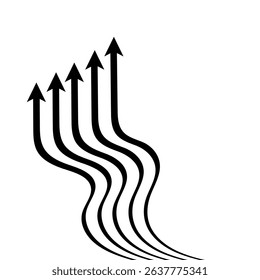 Abstract perspective line stripes arrow with 3d dimensional effect 