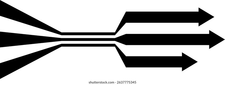 Abstract perspective line stripes arrow with 3d dimensional effect 