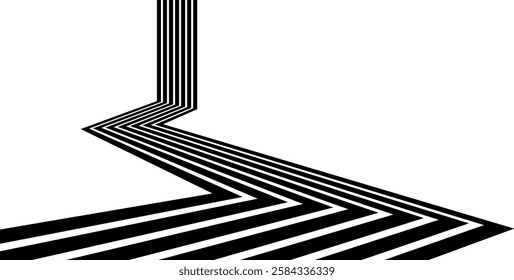 Abstract perspective line stripes background. optical art illusion.