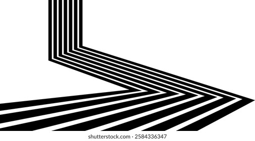 Abstract perspective line stripes background. optical art illusion.