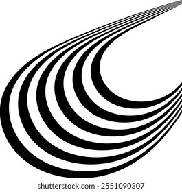Linha de perspectiva abstrata listras na cor preta com efeito dimensional 3d.
