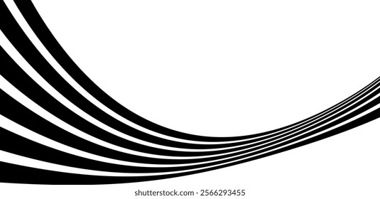 Abstract perspective line stripes in black color. Seamless striped pattern design