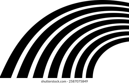 Abstract perspective line stripes in black color with 3d dimensional effect isolated on white.