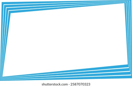 Abstract perspective line stripes in blue color with 3d dimensional effect isolated on white.