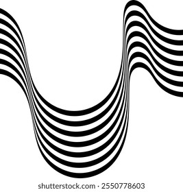 Onda de linha de perspectiva abstrata na cor preta