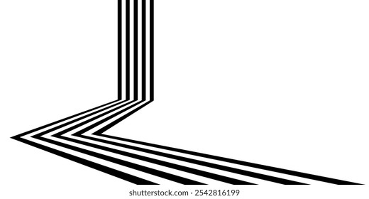 Abstract perspective line wave stripes with 3d dimensional effect.