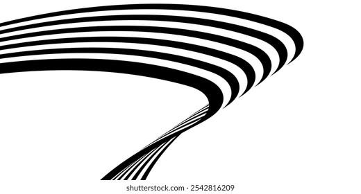 Abstract perspective line wave stripes with 3d dimensional effect.