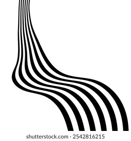 Abstract perspective line wave stripes with 3d dimensional effect.