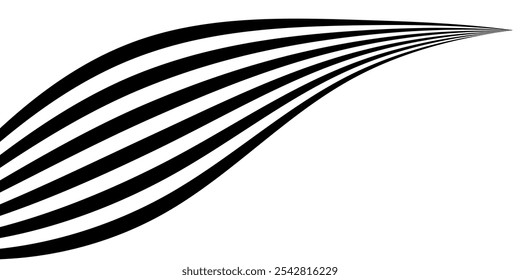 Abstractas rayas de onda de línea de perspectiva con efecto 3D dimensional.