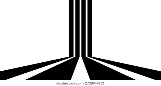 Abstrakte perspektivische Wellenlinien mit 3D-Effekt. Vektorgrafik. 10 EPS