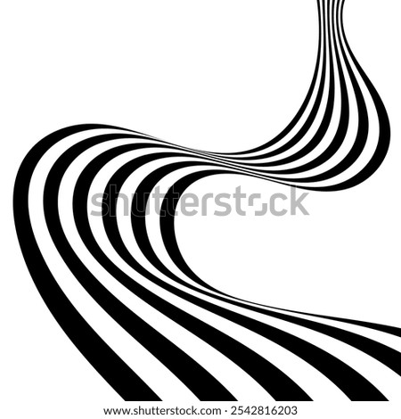 Abstract perspective line wave stripes with 3d dimensional effect.