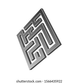 Abstract perspective maze logo print.