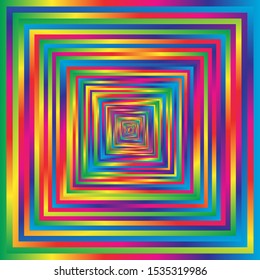 Abstrakte Perspektive von Regenbogenformen, mehrfarbiger Farbverlauf-Hintergrund Surreal Motif-Tunnel, Geometry Line Streifen mit unendlichem Korridoreffekt, grafische Bildvorlage, abstrakte Vektorgrafik
