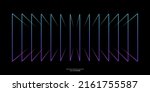 Abstract perspective rectangles line frame overlay pattern by colorful light line isolated on black background. Vector illustration in concept technology, modern, music.