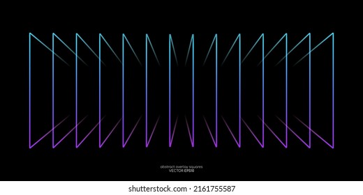 Abstract perspective rectangles line frame overlay pattern by colorful light line isolated black background  Vector illustration in concept technology  modern  music 