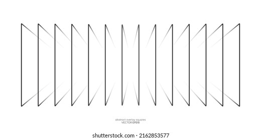 Abstract perspective rectangles line frame overlay pattern isolated on white background. Vector illustration in concept technology, modern, music.