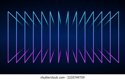 Abstract perspective rectangles line frame overlay pattern by colorful light line isolated on black background. Vector illustration in concept technology, modern, music.