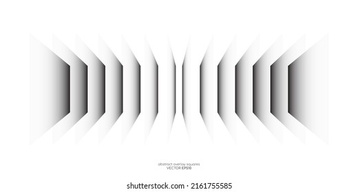 Abstract perspective rectangles overlay light shadow pattern isolated on white background. Vector illustration in concept technology, modern, music.