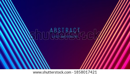 Abstract perspective soft blue and red light triangle direction on dark design modern futuristic background. Glowing lines, neon lights, ultraviolet, Cyan and pink vibrant colors. Vector illustration