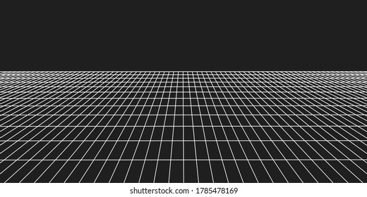 Abstract perspective white grid. Wireframe landscape. Vector illustration.
