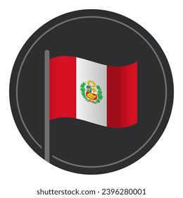 Abstract Peru Flag Flat Icon in Circle Isolated on White Background