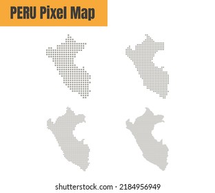 Abstract Peru Map with Dot Pixel Spot Modern Concept Design Isolated on White Background Vector illustration.