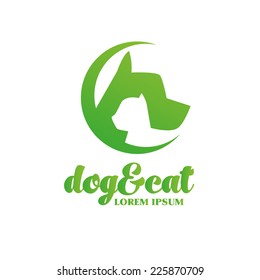 abstract pet dog & cat design concept veterinary, search group, animal shelter vector logo design template