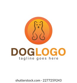 Abstract pet dog logo in a round shape.Creative Symbol.Vector illustration.Pictorial Mark.