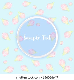 Abstract petal floral pink spring. flower lined art hand-drawn. wave wavy hair nature colorful vintage. card greeting flowers background. element design. 
on background blue pastel. with copy space