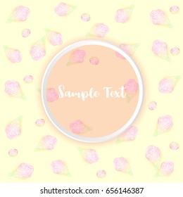 Abstract petal floral pink spring. flower lined art hand-drawn. wave wavy hair nature colorful vintage. card greeting flowers background. element design. 
on background yellow pastel. with copy space