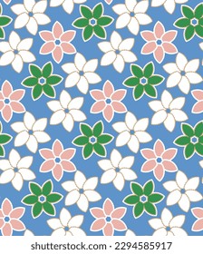 Resumen Flores de Petal Vector Patrón sin inconvenientes Colores de moda Dulce Floral Elemento de impresión Decorativo Perfecto para la impresión de tela de alamante o el papel de envolver Tonos verdes azul Pastel rosa