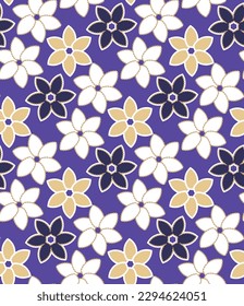 Abstract Petal Flowers Vector Seamless Pattern Trendy Fashion Colors Sweet Floral Decorative Print Element Perfect for Allover Fabric Print or Wrapping Paper Electric Purple Background